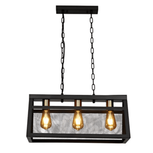 Black Metal Island Chandelier Ceiling Light 3xE27 Fitting