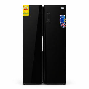 Pearl PF-640SBSBG-1A Black mirror side by side Fridge